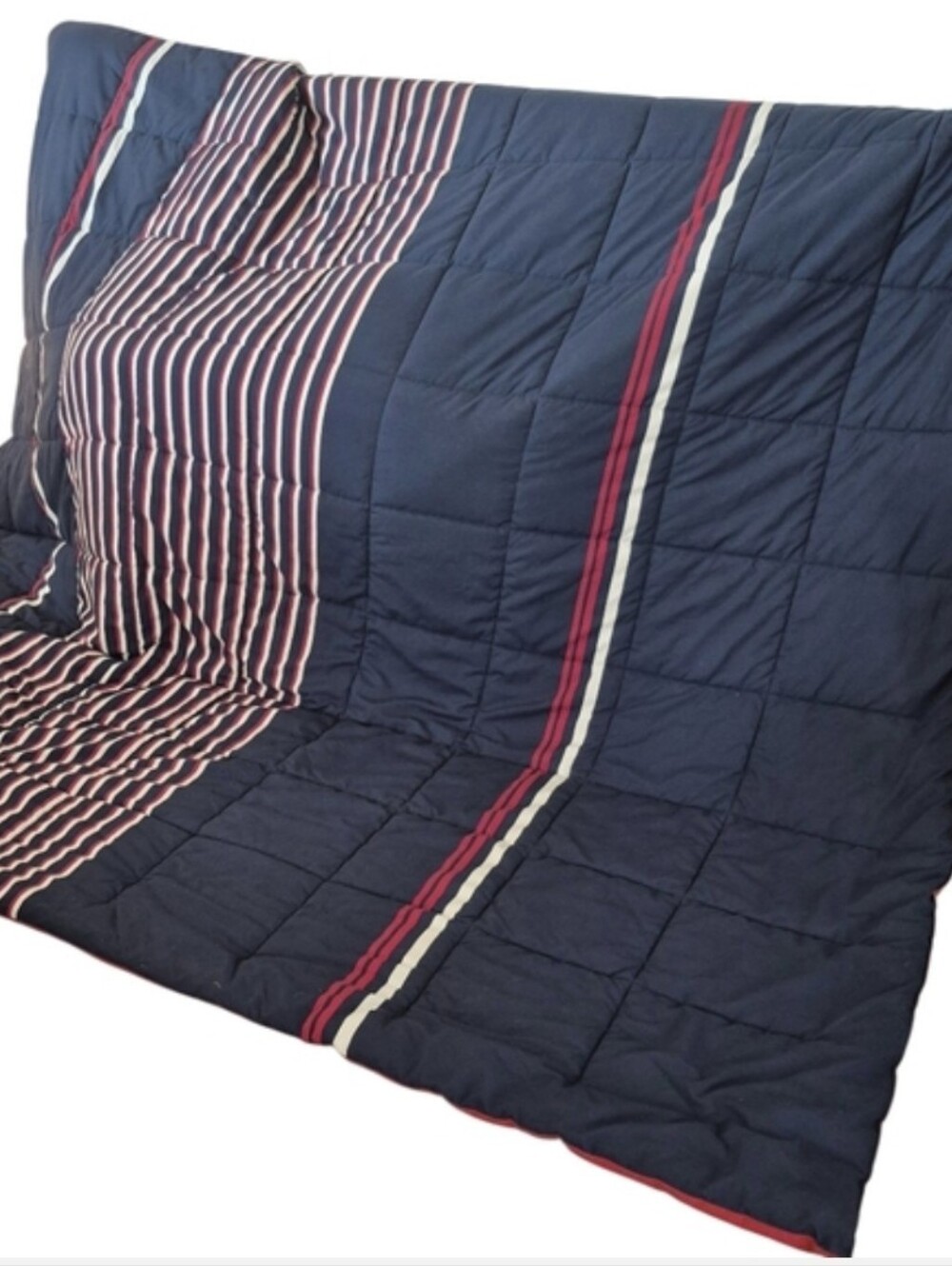 Nautica Home Reversible King Size Comforter In Navy, Red And White Stripe